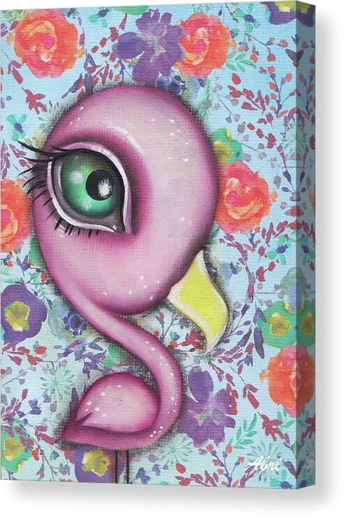 Flamingo Canvas Print featuring the painting Allana by Abril Andrade