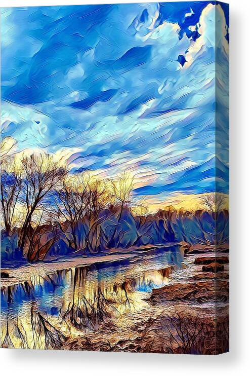 Nature Canvas Print featuring the painting Along the rivers edge by Silver Pixie