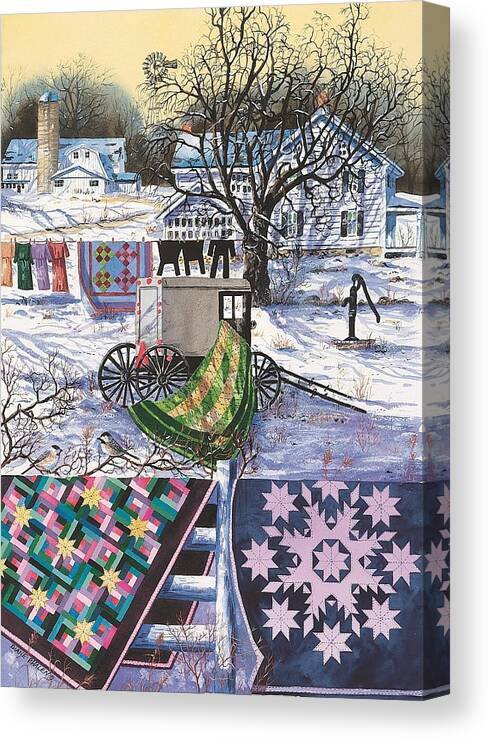 Quilts Canvas Print featuring the painting Amish Winter by Diane Phalen