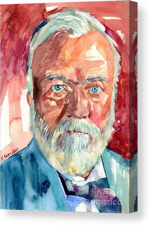 Andrew Carnegie Canvas Print featuring the painting Andrew Carnegie Portrait by Suzann Sines