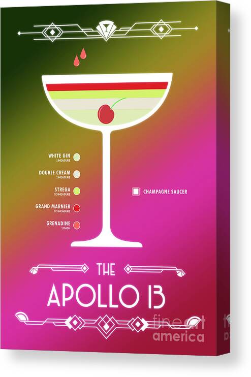Martini Canvas Print featuring the digital art Apollo 13 Cocktail - Modern by Bo Kev