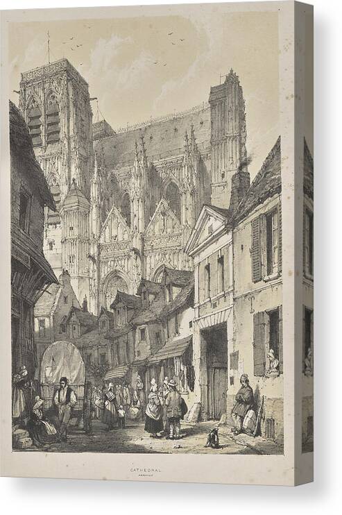 Architecture Canvas Print featuring the painting Architecture of the Middle Ages Cathedral, Abbeville 1838 Joseph Nash by MotionAge Designs
