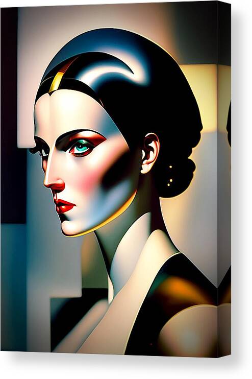 Female Canvas Print featuring the digital art Art Deco Female by David Manlove