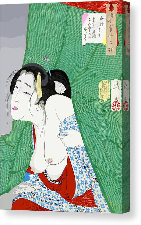 Yoshitoshi Canvas Print featuring the digital art Beautiful Woman Portrait by Long Shot