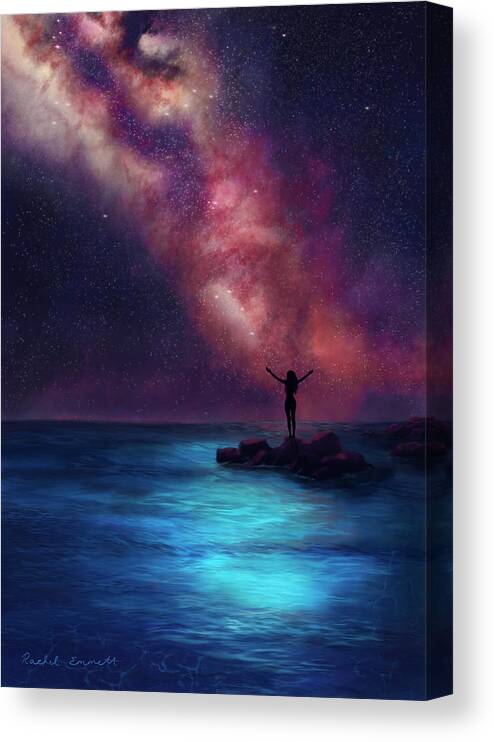 Galaxy Canvas Print featuring the painting Between the Stars and the Sea by Rachel Emmett