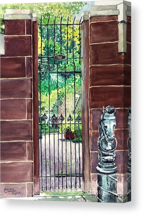 Savannah Canvas Print featuring the painting Birthplace, side entrance by Merana Cadorette
