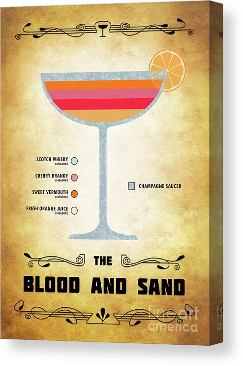 Martini Canvas Print featuring the digital art Blood And Sand Cocktail - Classic by Bo Kev