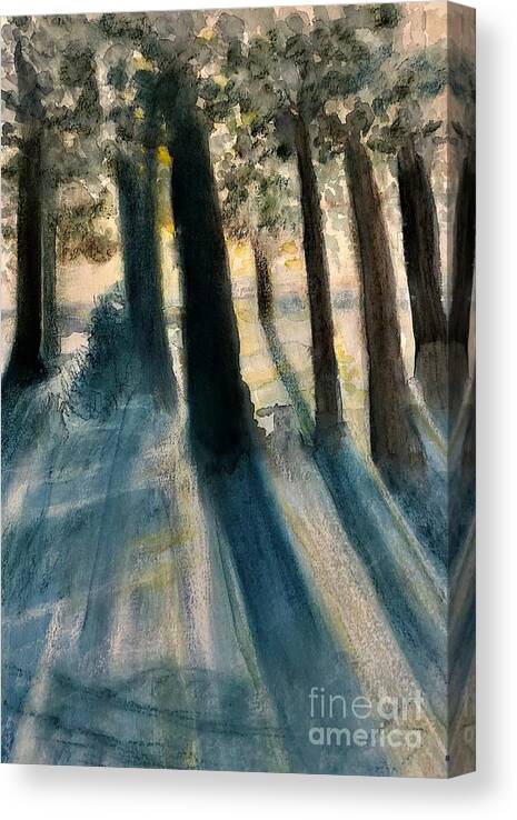 Trees Canvas Print featuring the painting Blue Shadows by Deb Stroh-Larson