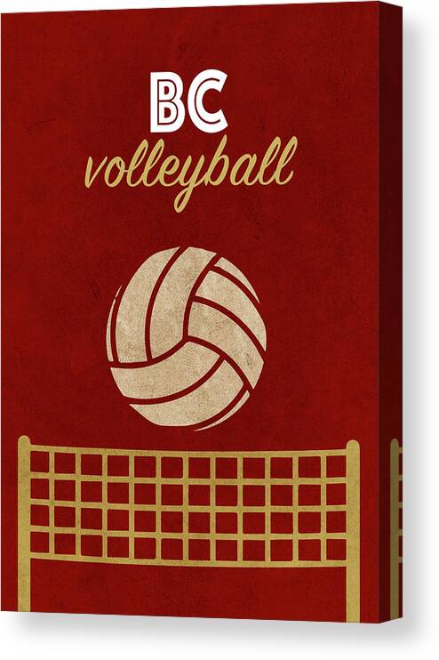 Boston College Canvas Print featuring the mixed media Boston College Volleyball Team Vintage Sports Poster by Design Turnpike