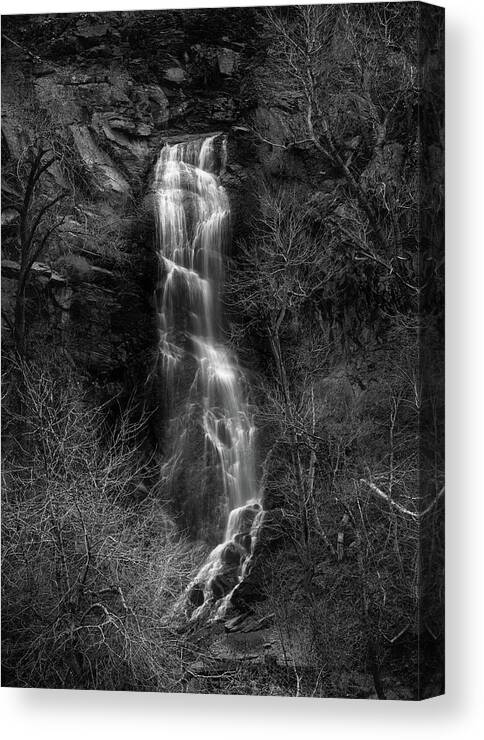 Bridal Veil Falls Black And White Canvas Print featuring the photograph Bridal Veil Falls Black And White by Dan Sproul