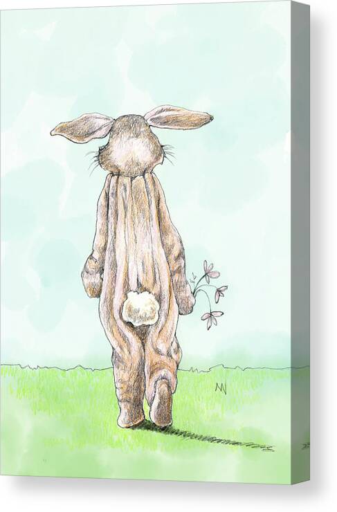Easter Canvas Print featuring the mixed media Bunny Suit by AnneMarie Welsh