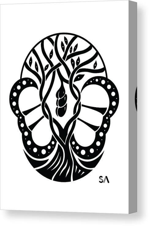 Black And White Canvas Print featuring the digital art Butterfly by Silvio Ary Cavalcante
