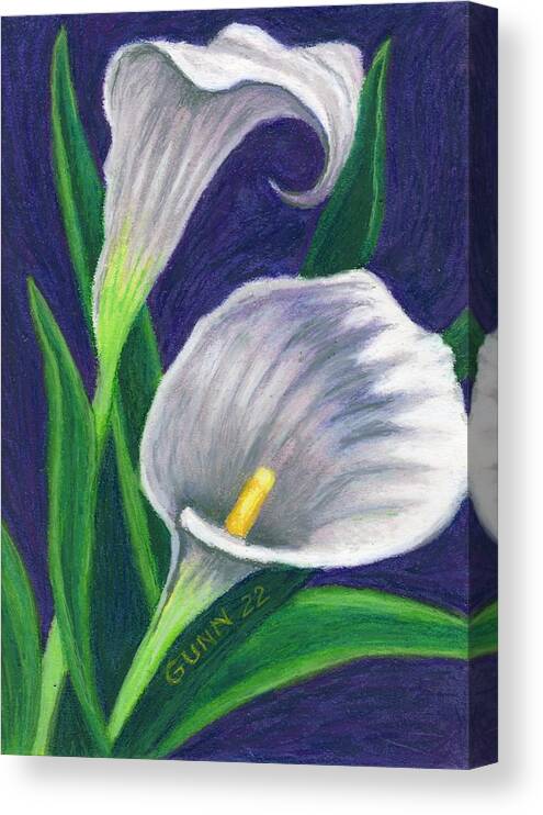 Calla Lilies Canvas Print featuring the pastel Calla Lilies 4 by Katrina Gunn