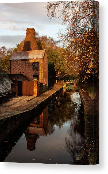 Autumn Canvas Print featuring the photograph Canal at sunrise by Average Images