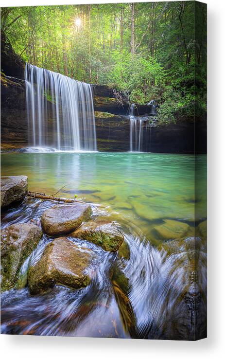 Caney Creek Falls Canvas Print featuring the photograph Caney Creek Falls Bankhead National Forest Alabama by Jordan Hill