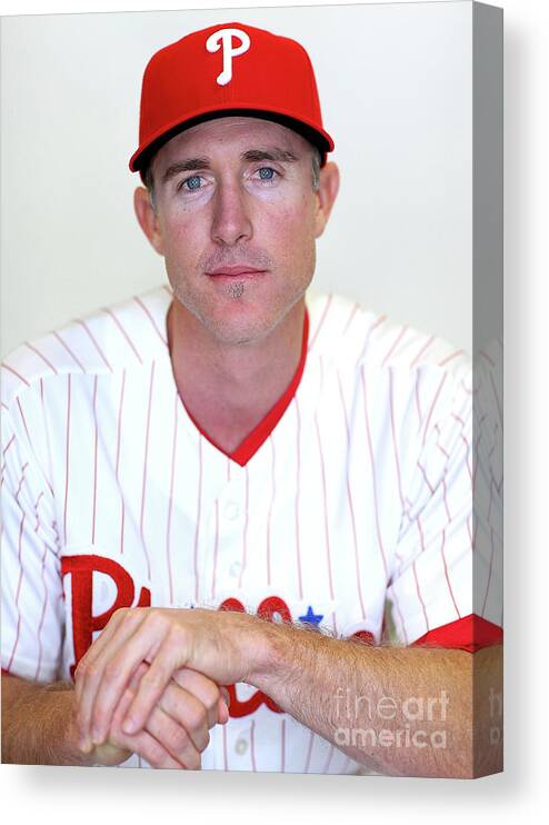 Media Day Canvas Print featuring the photograph Chase Utley by Mike Ehrmann