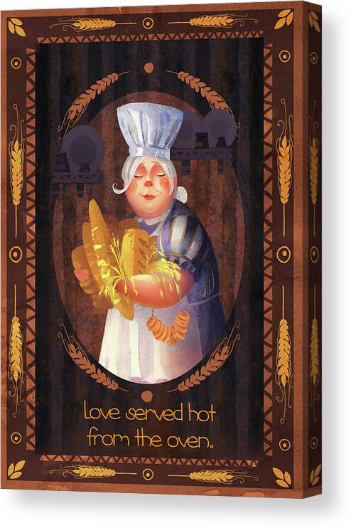 Kitchen Art Canvas Print featuring the painting The Baker Chef by Kristina Vardazaryan