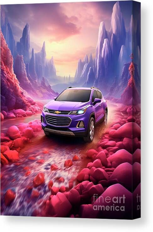 Vehicles Canvas Print featuring the drawing Chevrolet Trax - Purple Trailblazer for Urban Exploration by Clark Leffler