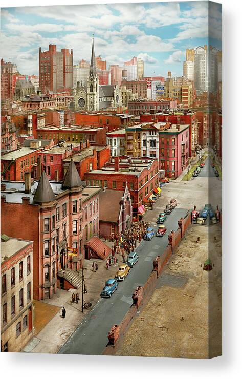Chicago Canvas Print featuring the photograph City - Chicago, IL - The Churches of Chicago 1942 by Mike Savad