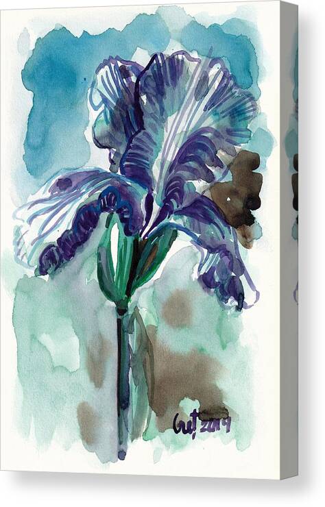 Iris Canvas Print featuring the painting Cold Iris by George Cret