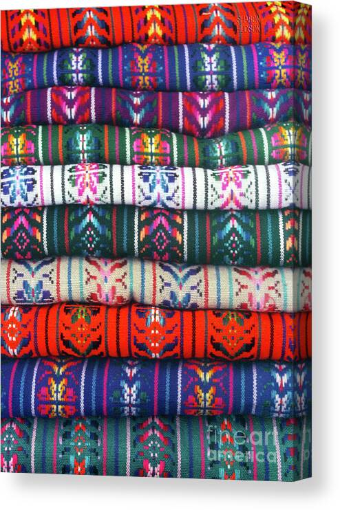 Colorful Canvas Print featuring the photograph colorful Mexico photos - Folded Textiles by Sharon Hudson
