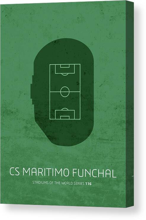 Cs Canvas Print featuring the mixed media CS Maritimo Funchal Stadium Football Soccer Minimalist Series by Design Turnpike