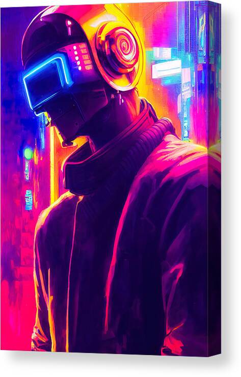 Man Canvas Print featuring the painting Cyberpunk Society, 20 by AM FineArtPrints