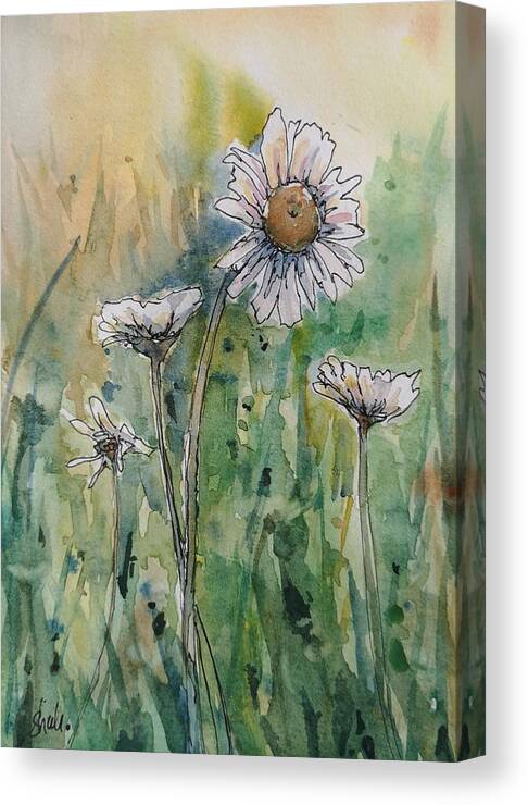 Floral Canvas Print featuring the painting Daisies by Sheila Romard