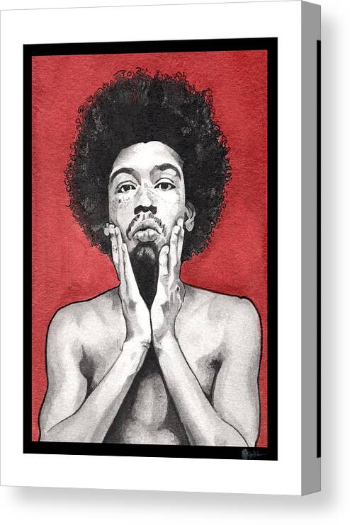 Portrait Canvas Print featuring the painting Davis In Red-Cropped by Tiffany DiGiacomo