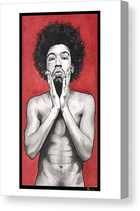 Portrait Canvas Print featuring the painting Davis In Red-Full Length by Tiffany DiGiacomo