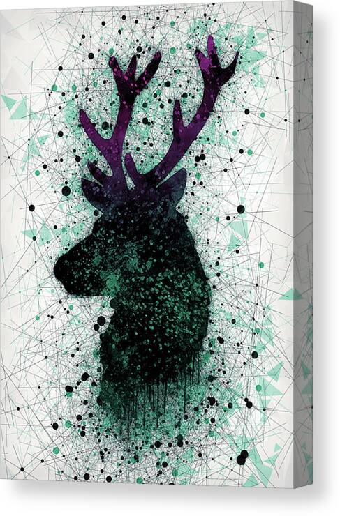 Deer Canvas Print featuring the digital art Deer looking left by B-Art Wall Art Designs