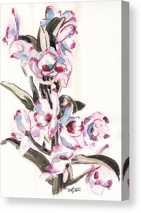 Noble Canvas Print featuring the painting Dendrobium Nobile by George Cret