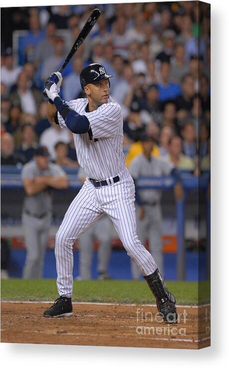 People Canvas Print featuring the photograph Derek Jeter by Mark Cunningham