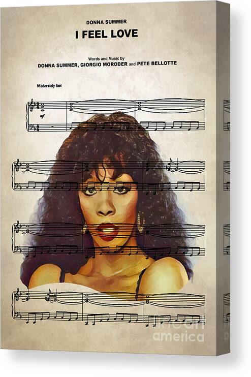 Donna Summer Canvas Print featuring the digital art Donna Summer - I Feel Love by Bo Kev