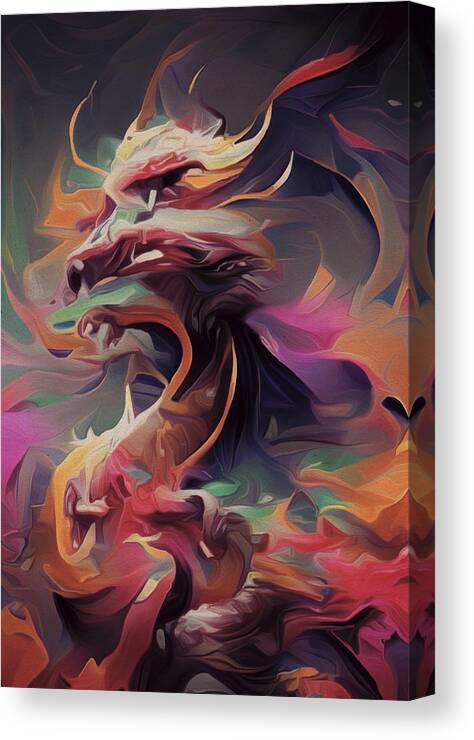  Canvas Print featuring the digital art Dragon Clouds by Michelle Hoffmann
