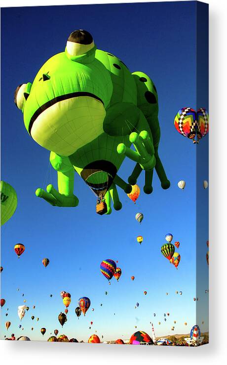 Albuquerque Canvas Print featuring the photograph One Giant Leap - Albuquerque Hot Air Balloon Festival, New Mexico by Earth And Spirit