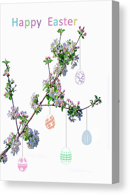 Branch Canvas Print featuring the mixed media Easter Egg Tree by Moira Law