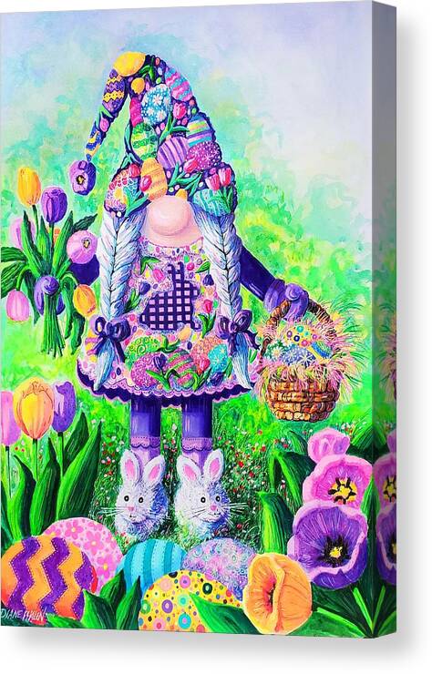 Easter Canvas Print featuring the painting Easter Gnome by Diane Phalen