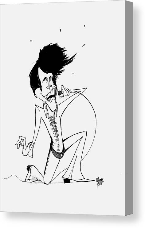 Elvis Canvas Print featuring the drawing Elvis '71 by Michael Hopkins