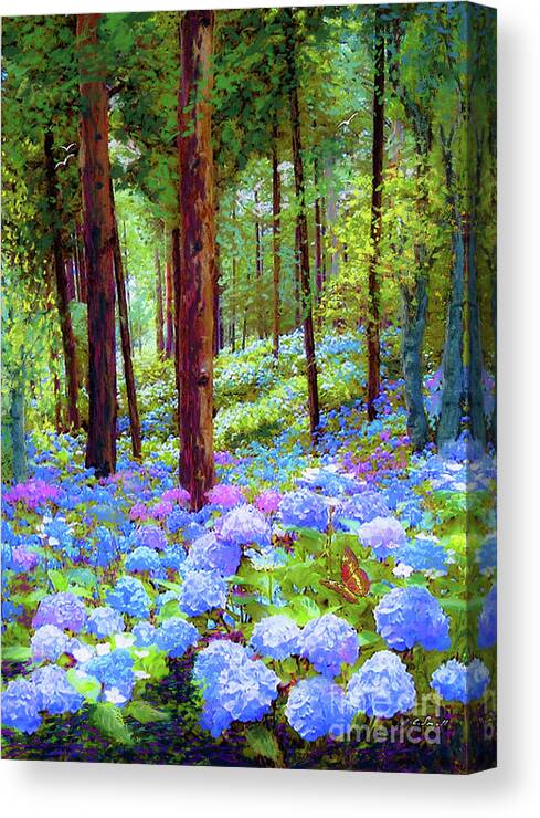 Landscape Canvas Print featuring the painting Endless Summer Blue Hydrangeas by Jane Small