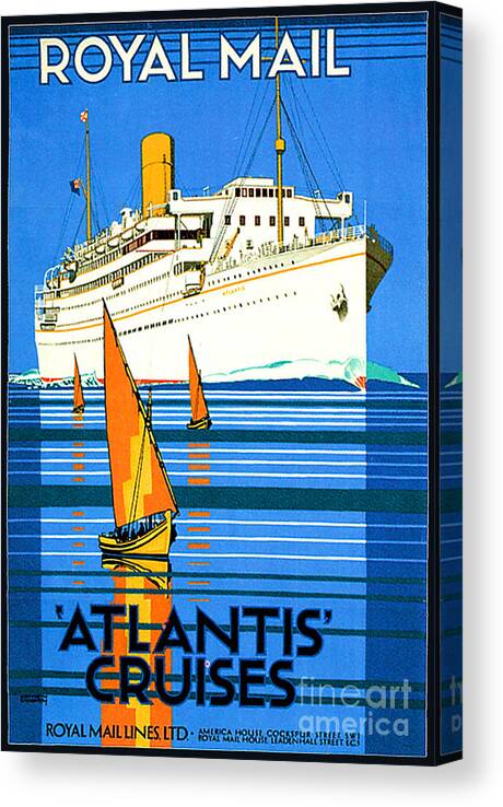 Art Deco Canvas Print featuring the painting English Royal Mail Atlantis Ocean Liner by Unknown