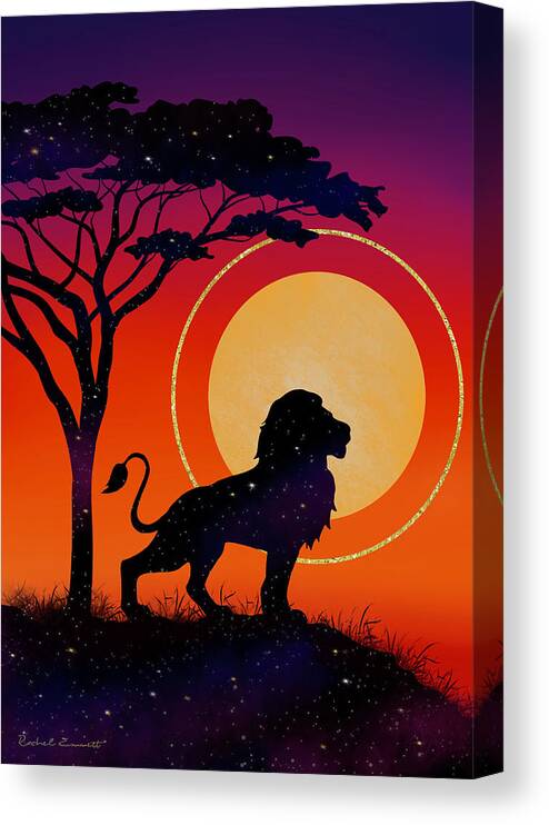 Lion Canvas Print featuring the digital art Evening at the Masai Mara by Rachel Emmett