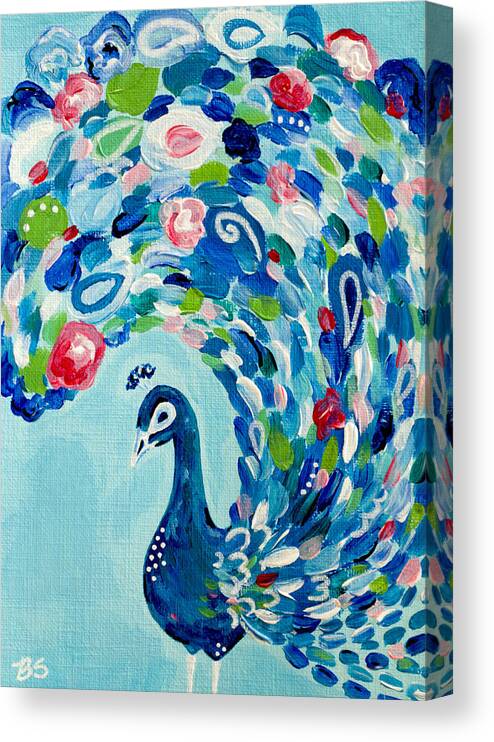 Bird Canvas Print featuring the painting Fancy Peacock by Beth Ann Scott