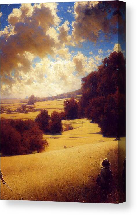 Field End Of Summer Painting By Gaston Décor Canvas Print featuring the painting Field End Of Summer Painting By Gaston Bussiere Craig 2043ca645563e7645563 Ca72 6453043c by Celestial Images