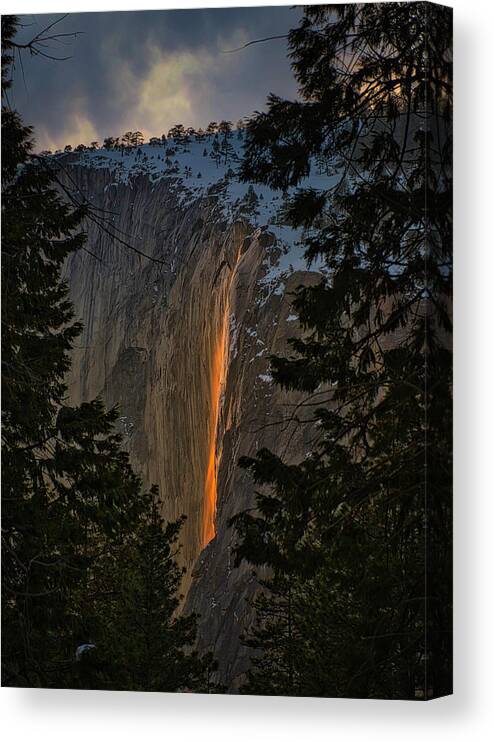 Landscape Canvas Print featuring the photograph Fire Fall Between by Romeo Victor
