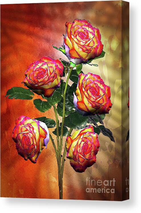 Rose Canvas Print featuring the digital art Five Roses by Anthony Ellis