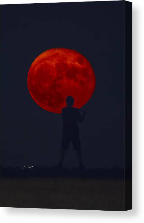 Flautist. Moon Canvas Print featuring the photograph Flautist by Marcella Giulia Pace