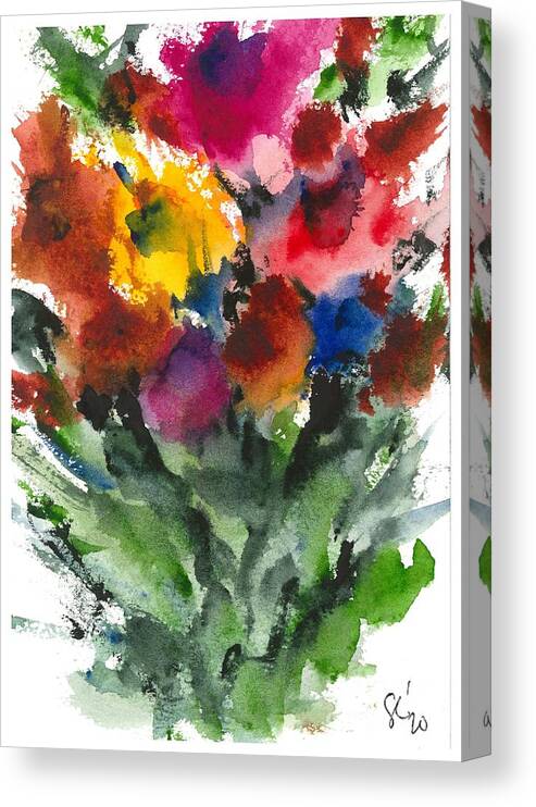 Water Canvas Print featuring the painting Flower_Now by Loretta Coca