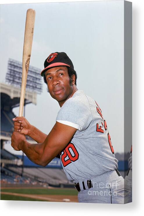 American League Baseball Canvas Print featuring the photograph Frank Robinson by Louis Requena