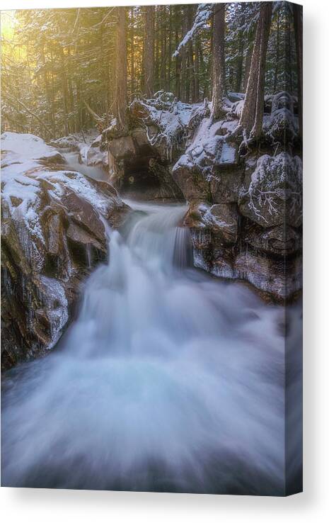 Waterfalls Canvas Print featuring the photograph Frosted Creek Sunrise by Darren White